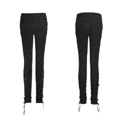 K-246 New Style Lace Stitching Flocking Flower Velvet Long Tight Gothic Pants