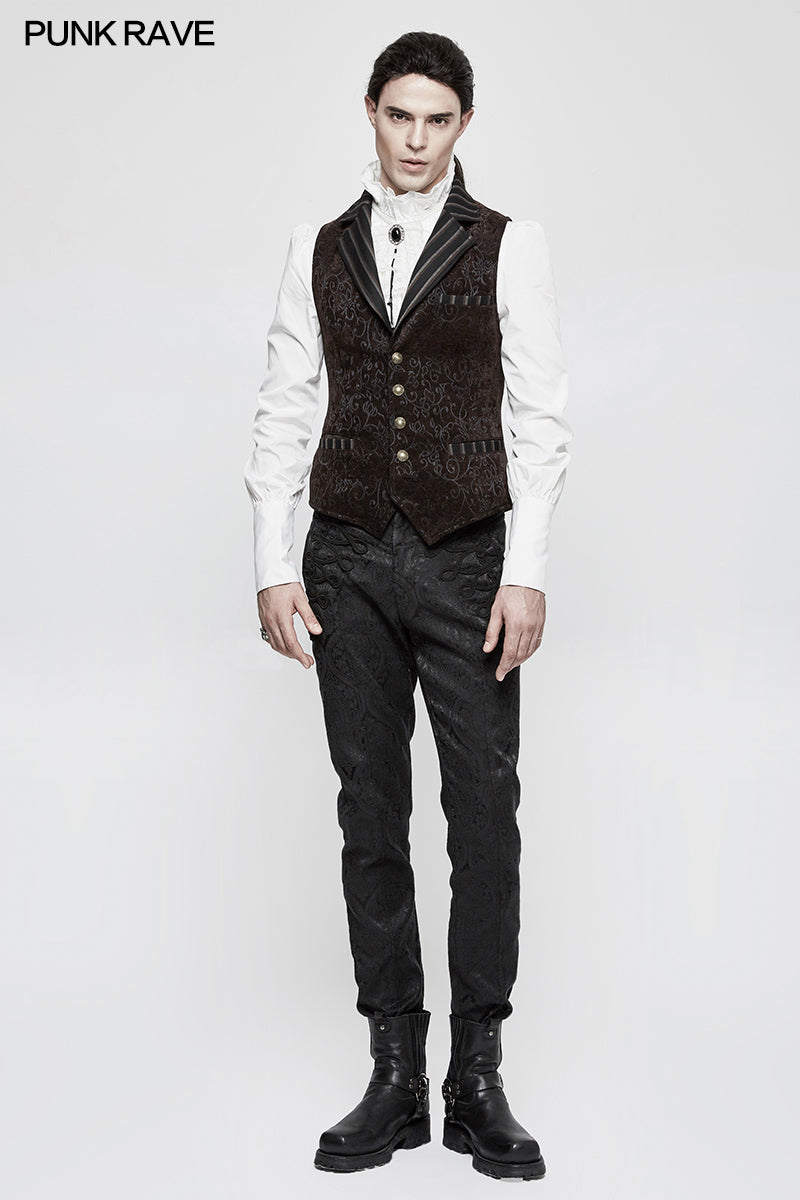 Y-807 Vintage Jacquard Wool Punk Vest Joker Slim-fitting Waistcoat