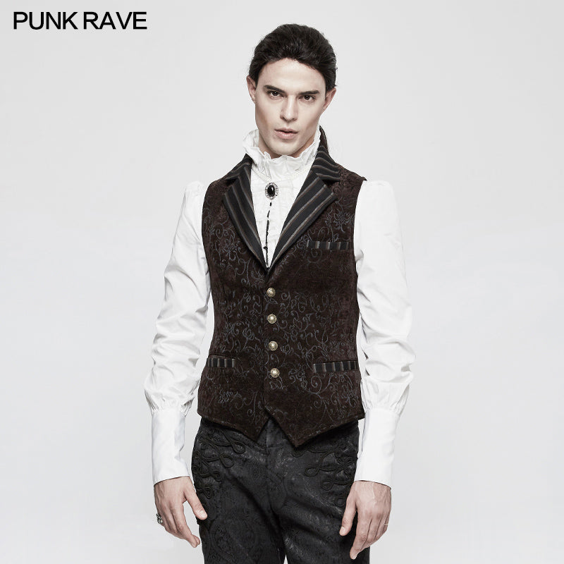 Y-807 Vintage Jacquard Wool Punk Vest Joker Slim-fitting Waistcoat