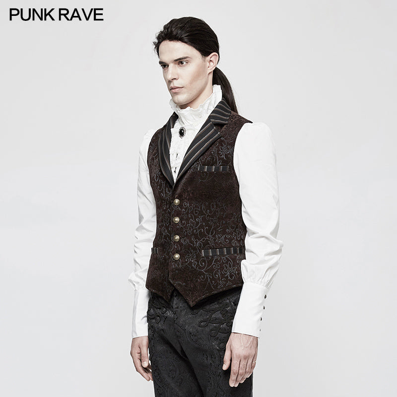 Y-807 Vintage Jacquard Wool Punk Vest Joker Slim-fitting Waistcoat