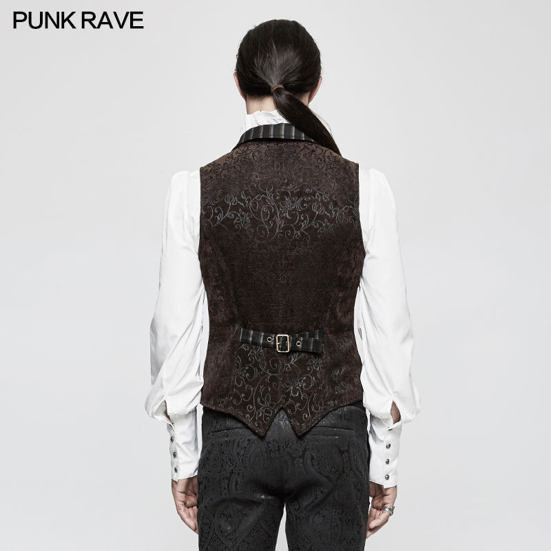 Y-807 Vintage Jacquard Wool Punk Vest Joker Slim-fitting Waistcoat