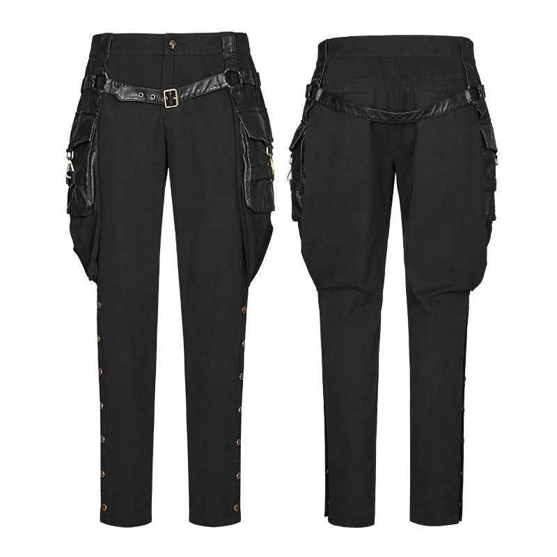 K-304 Stretch Woven Punk Pants Riding Breeches With Stereo Pockets