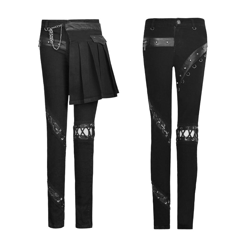 K-255 Removable Draw String Slim-fitting Low Waist Punk Pants