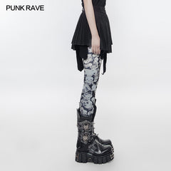 OPQ-242 Mini Pleated Irregular Punk Skirt