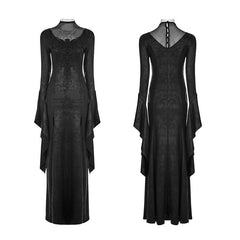 WQ-349 Gorgeous black High Split Lace Gothic Dress