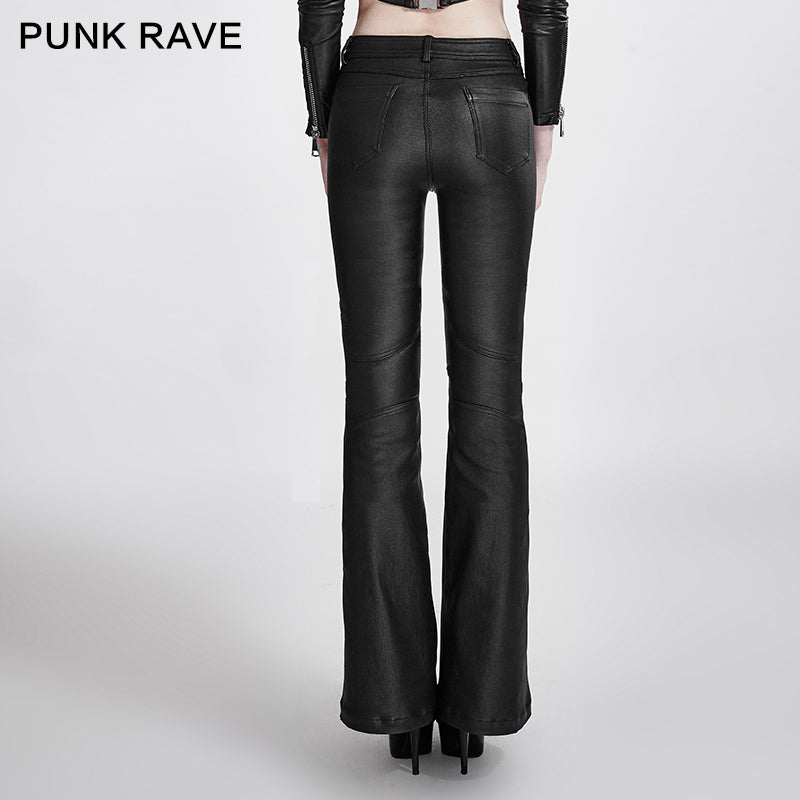 K-260 black Vogue Adhesive Light Bell-bottomed Simple Close-fitting Punk Pants