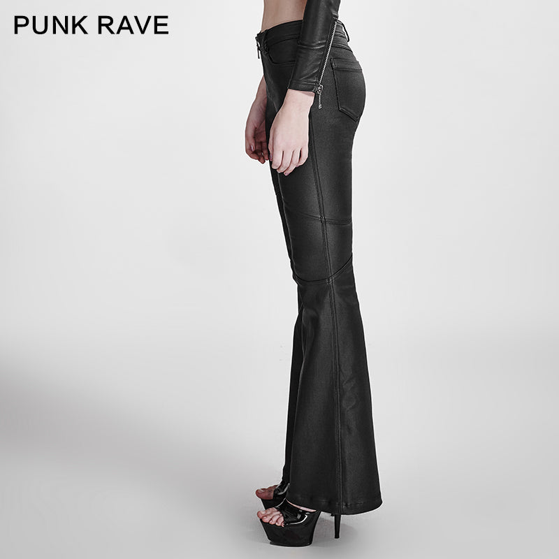 K-260 black Vogue Adhesive Light Bell-bottomed Simple Close-fitting Punk Pants