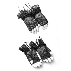 WLS-049 Lolita Elastic And Glossy Lace Gloves Gothic Accessory