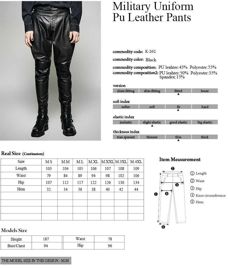 K-262 black Sexy Loose Harem Faux Leather Gothic Pants