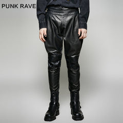 K-262 black Sexy Loose Harem Faux Leather Gothic Pants