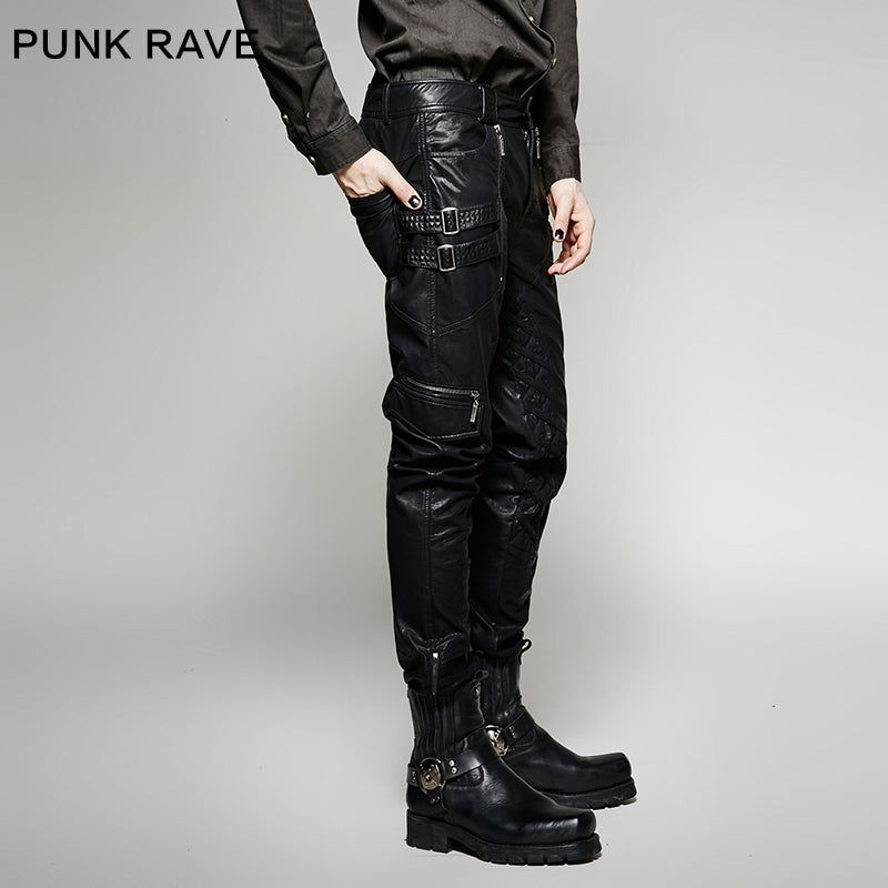 K-266 For Men Winter black Sexy Tight Leather Punk Pants