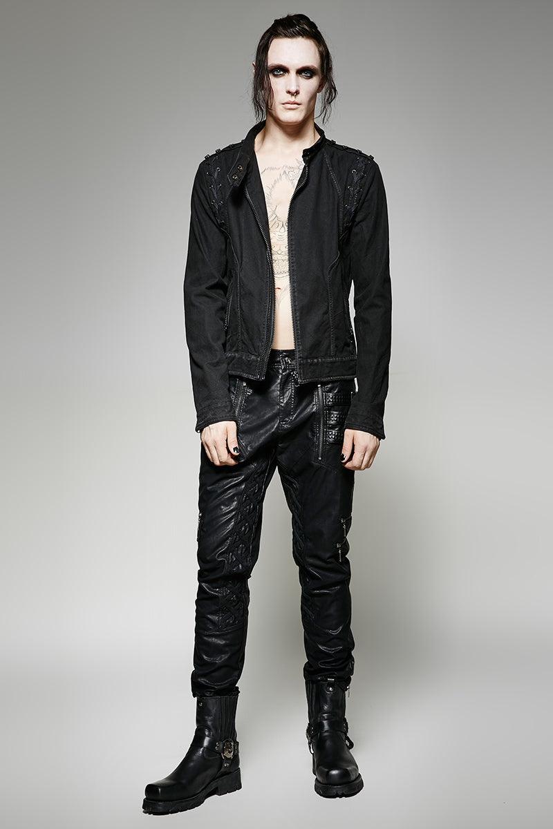 K-266 For Men Winter black Sexy Tight Leather Punk Pants