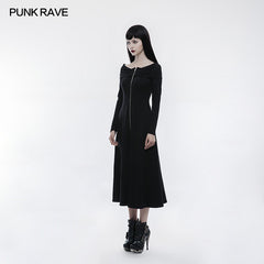 OPQ-269 Comfortable Simple Slim Dropped Shoulder Gothic Dress