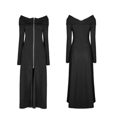 OPQ-269 Comfortable Simple Slim Dropped Shoulder Gothic Dress