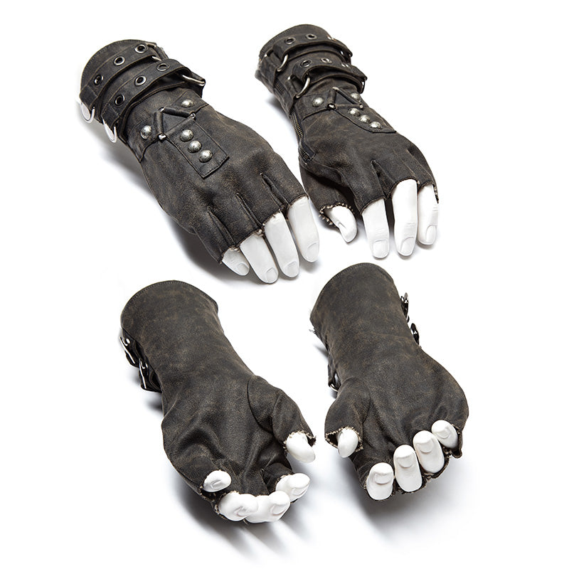WS-252 Steampunk-Lederhandschuhe für Herren – Punk-Accessoire?-??Punk Rave Clothing