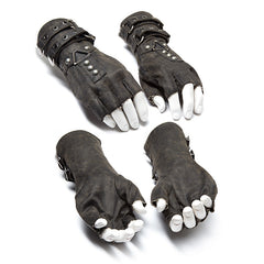 WS-252 Super Cool Steampunk Leather Gloves Men Punk Accessory