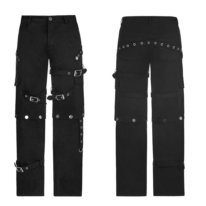 WK-314 Handsome Loose Punk Pants Detachable Uniform Trousers For Men?-??Punk Rave Clothing