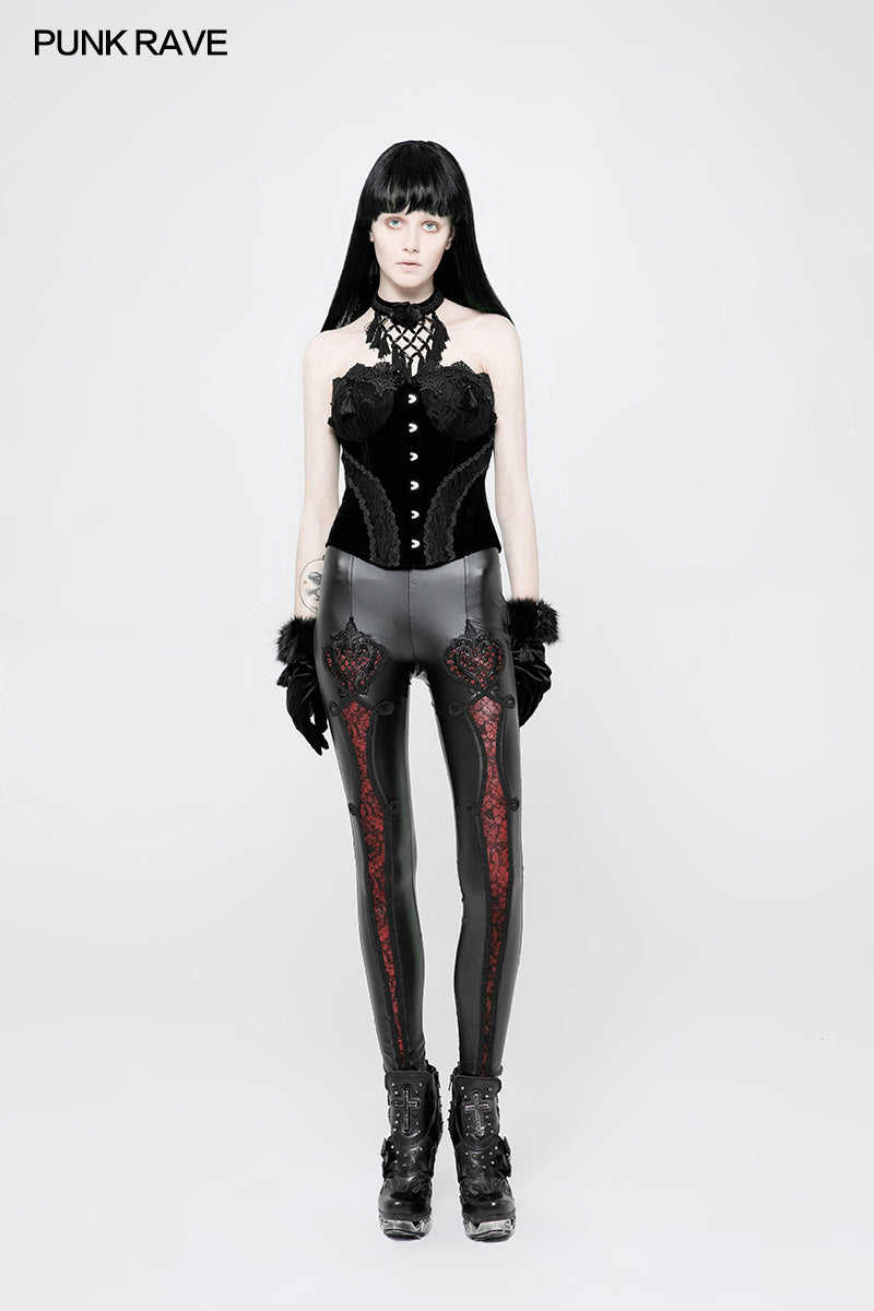 WK-328 Vampire Sweet Love Leather Gothic Leggings