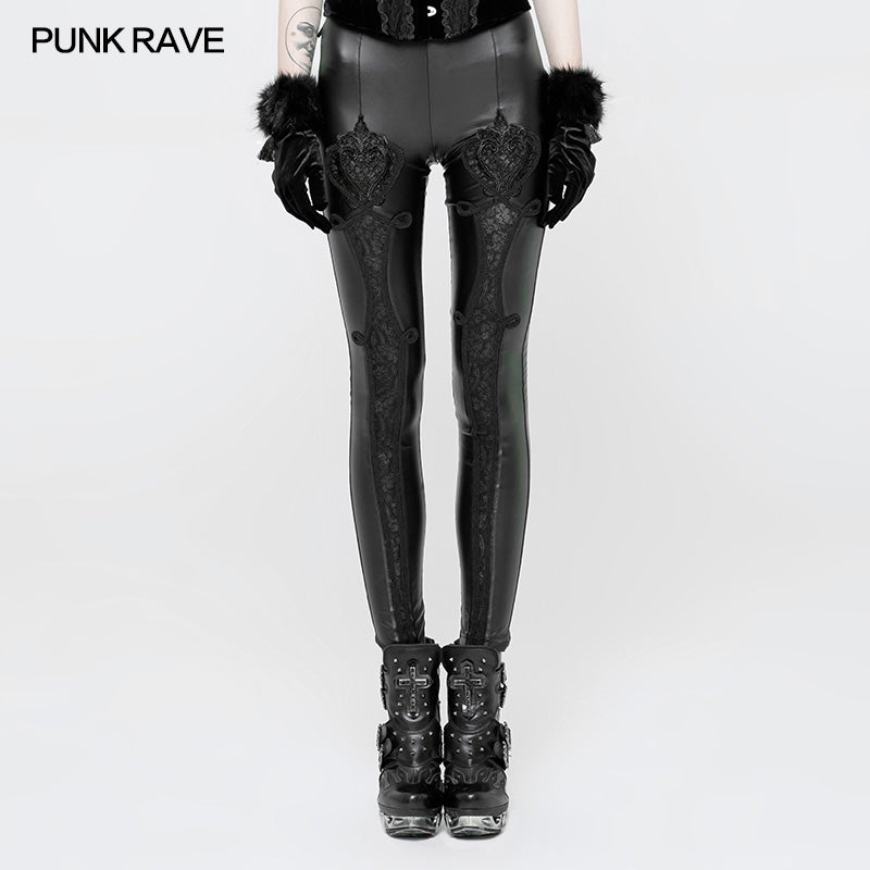 WK-328 Vampire Sweet Love Leather Gothic Leggings