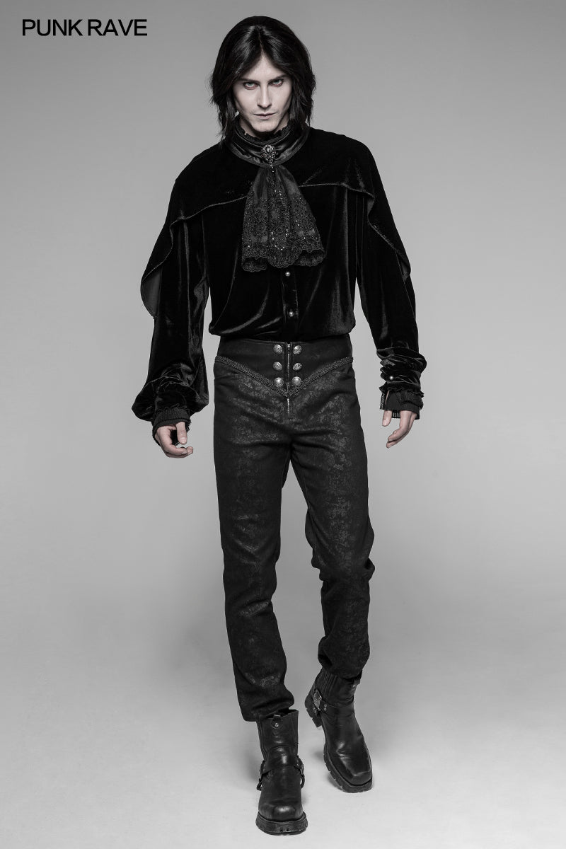 WK-341 Dracula Dark Gothic Embossing Trousers Gorgeous Straight Pants