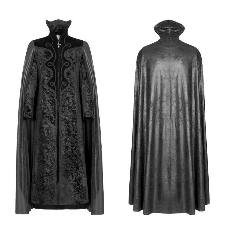 WY-934 Dracula Gorgeous Gothic Cape Cloak Embossed Velvet Long Coat