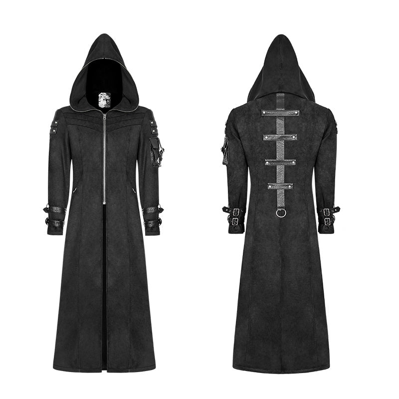 WY-933 Diablo Assassin Killer Dark Punk Hooded Long Coat Jacket For Men