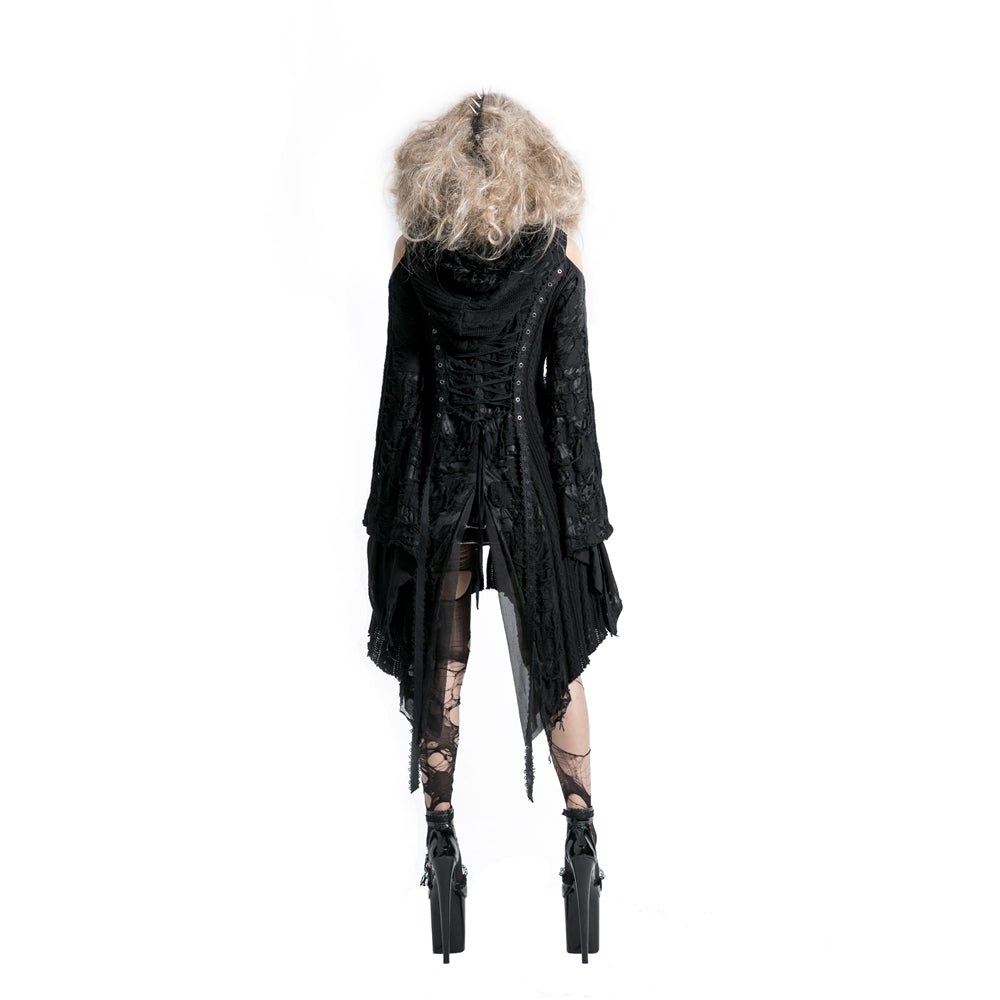 M-025 Women Punk Style Lace Gothic black Long Sweater