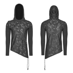 WT-534 Diablo Assassin Punk Hooded T-shirt Asymmetric Personality Top For Men