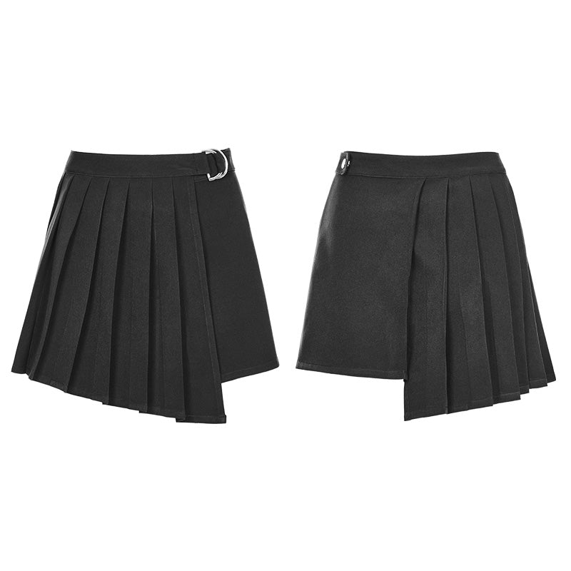 OPQ-345 Women Handsome Irregular Punk Skirt With Pleated Design