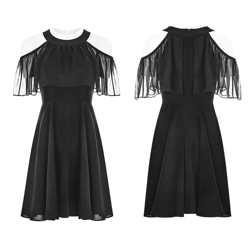 OPQ-307 Gothic Elegant black Chiffon Silk Dress For Women