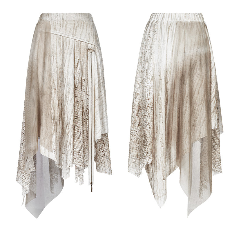 WQ-381 Vintage Steam Punk Asymmetric Lace Half Skirt