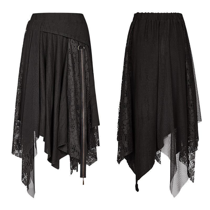 WQ-381 Vintage Steam Punk Asymmetric Lace Half Skirt