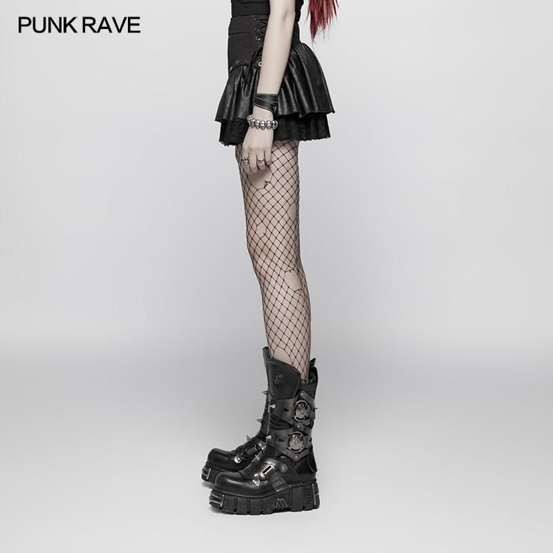 WQ-385 Lovely Steamy Ruffled Punk Miniskirt