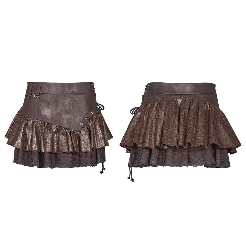 WQ-385 Lovely Steamy Ruffled Punk Miniskirt