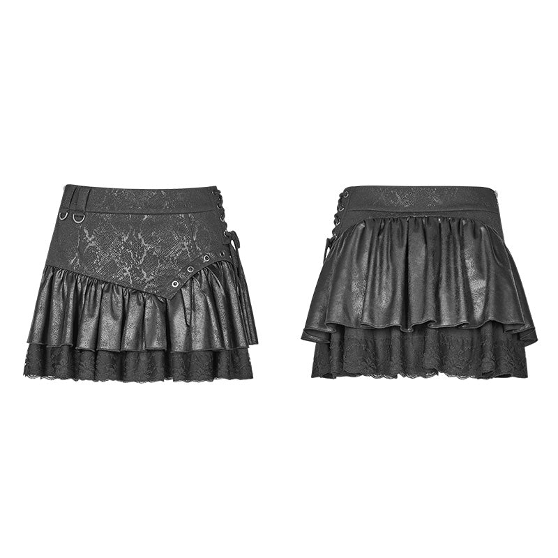 WQ-385 Lovely Steamy Ruffled Punk Miniskirt