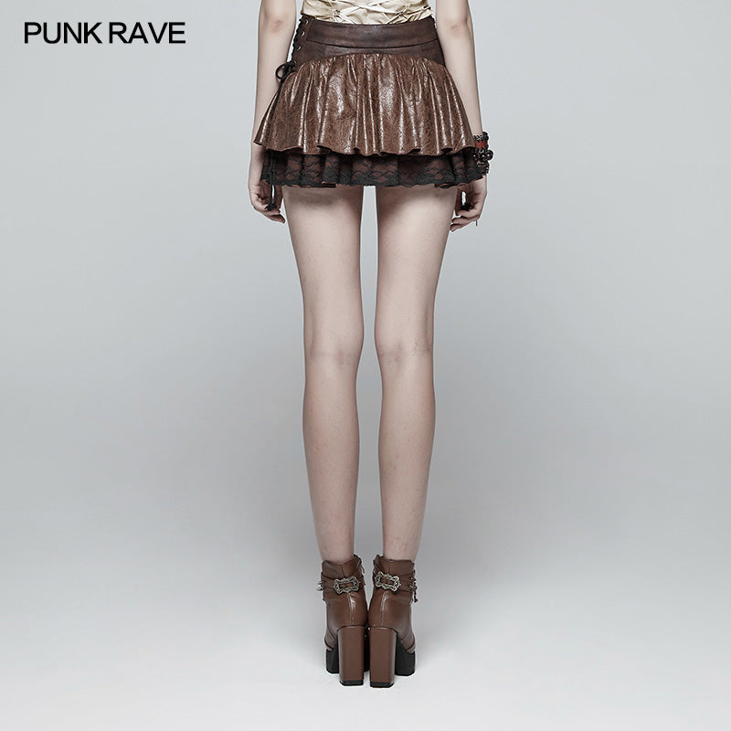 WQ-385 Lovely Steamy Ruffled Punk Miniskirt