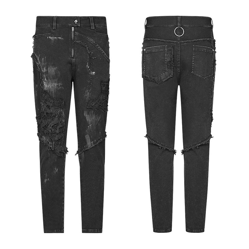 WK-369 Punk Broken Hole Net Trousers