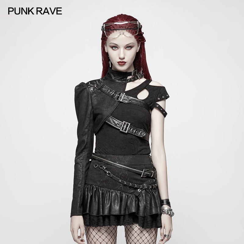 WY-952 Punk Asymmetric One-arm Short Coat