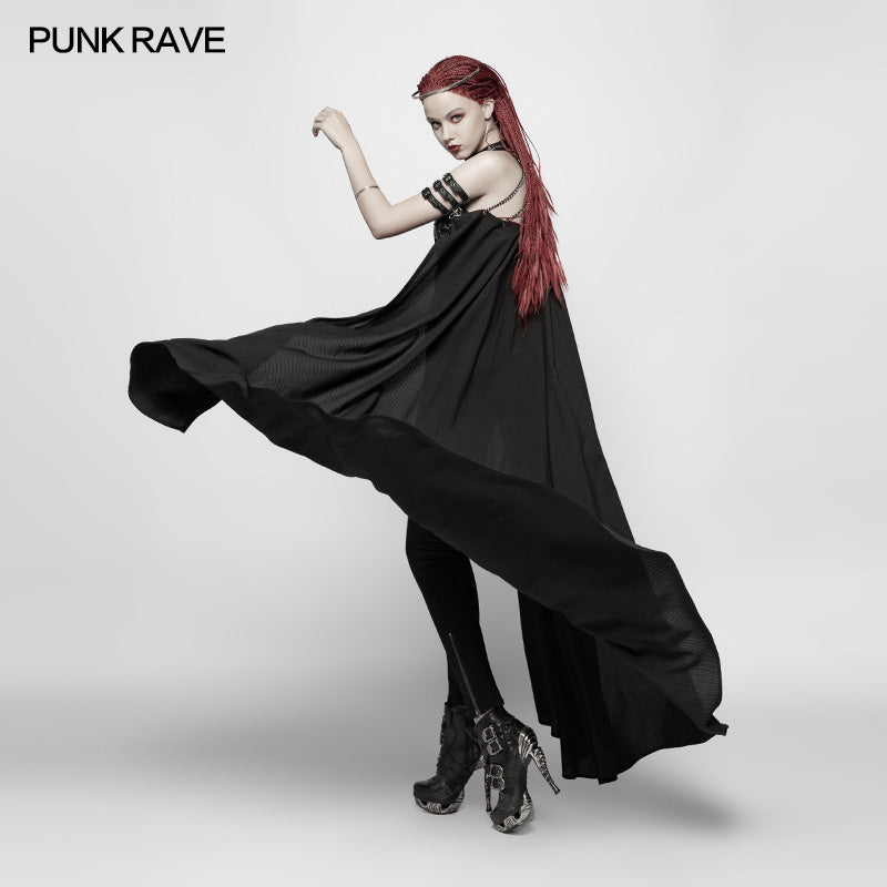 WY-968 Punk Cross Long Cape With Chain