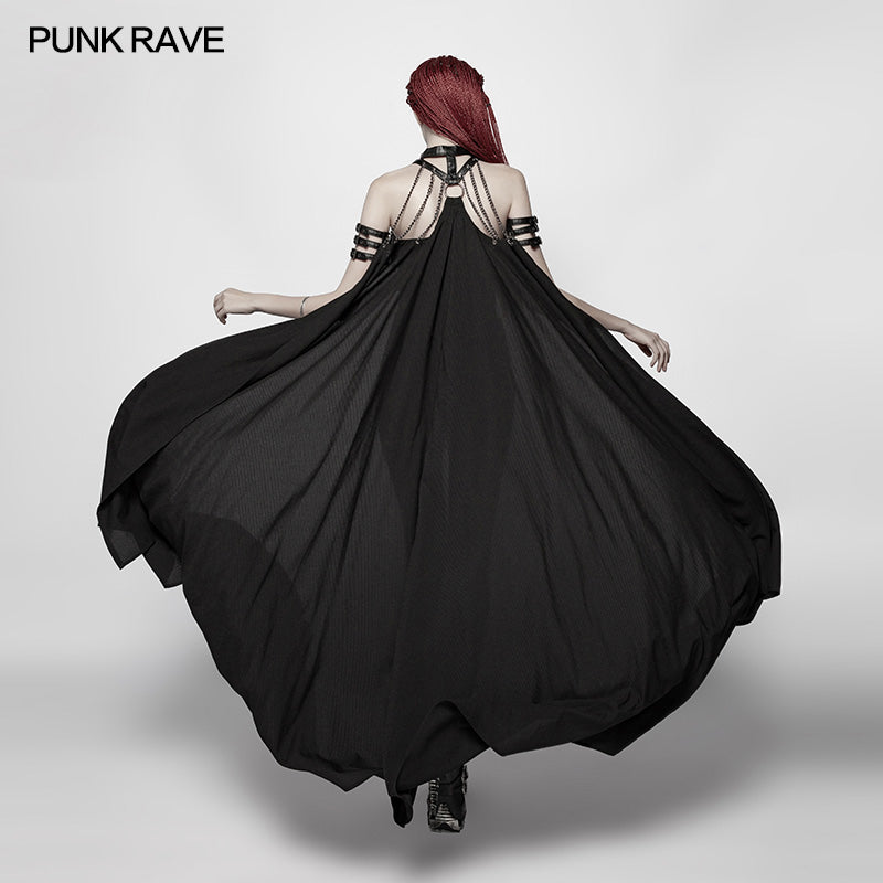 WY-968 Punk Cross Long Cape With Chain