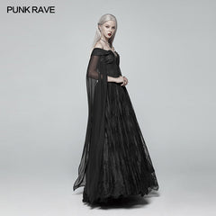 WQ-383 Retro And Elegant Dark Gothic Off Shoulder Victoria Long Lace Dress