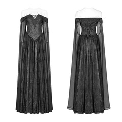 WQ-383 Retro And Elegant Dark Gothic Off Shoulder Victoria Long Lace Dress