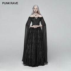 WQ-383 Retro And Elegant Dark Gothic Off Shoulder Victoria Long Lace Dress