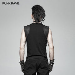 WT-565 Men Punk Personality Skeleton PU Vest