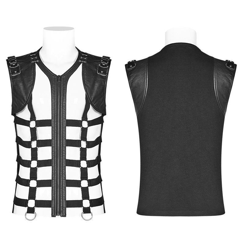 WT-565 Men Punk Personality Skeleton PU Vest