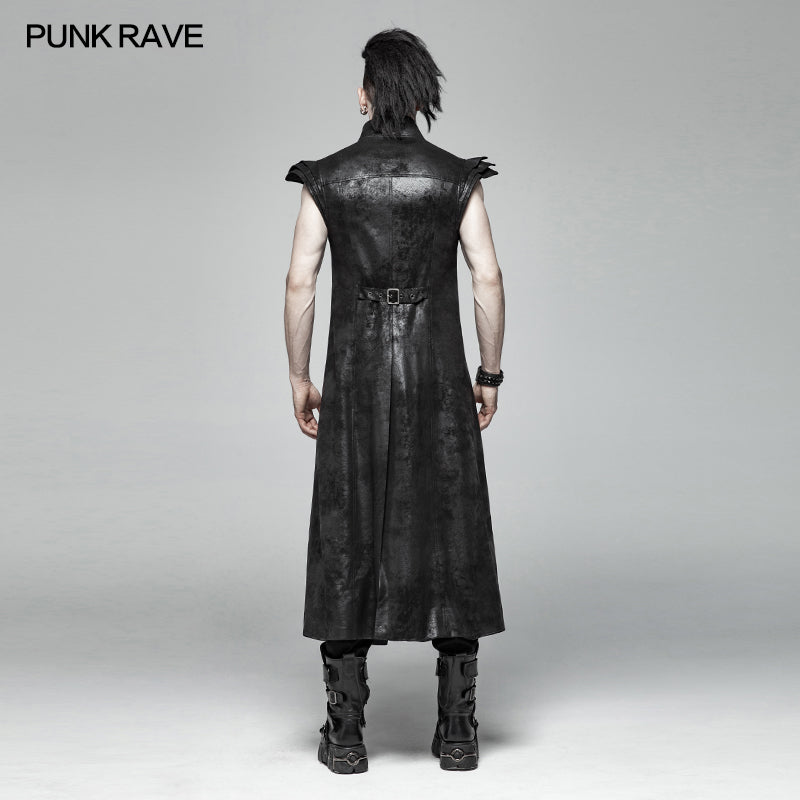 WY-1018 Punk Armor Long Vest Coat With  PU Leather Buckle?-??Punk Rave Clothing