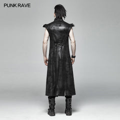 WY-1018 Punk Armor Long Vest Coat With  PU Leather Buckle?-??Punk Rave Clothing