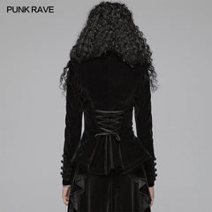 WY-1045 Gothic Weft Long Sleeve Standing Collar Velvet Short Coat For Women