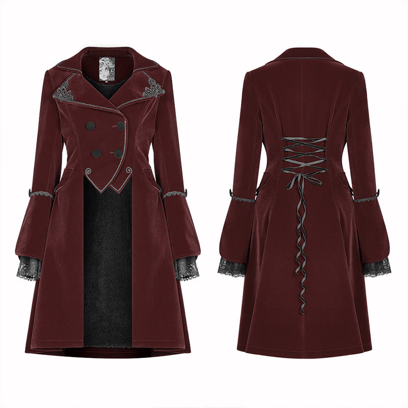 WLY-089 Women Gothic Lolita Long Sleeve Medium Long Velvet Coat