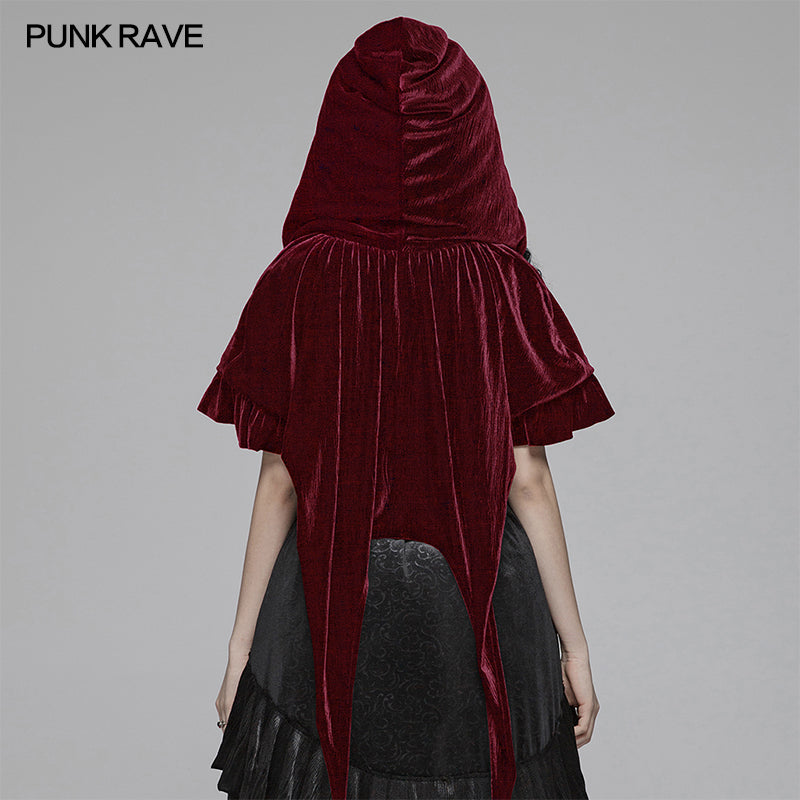 WLY-092 Lolita Velvet Short Hooded Loose Cloak With Cute Wooly Balls